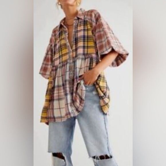 We The Free Multicolor Plaid Button Down Shirt - Picture 1 of 9